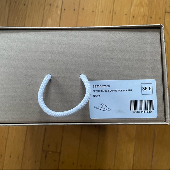 Tibi Pedro Slide Square Toe Loafer, Navy, - Picture 9 of 10